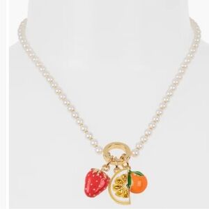 BaubleBar Faux Pearl Necklace with Fruit Charms